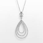 Sterling Silver 1-ct. T.w. Diamond Teardrop Pendant, Women's, Size: 18, White