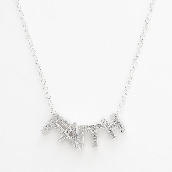 Sterling Silver Faith Necklace, Women's, Size: 18, Grey