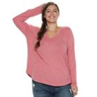 Juniors' Plus Size So&reg; Perfect V-neck Tee, Teens, Size: 3xl, Med Pink