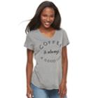 Women's Apt. 9&reg; Graphic V-neck Tee, Size: Medium, Med Grey