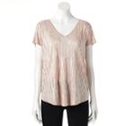 Women's Jennifer Lopez Metallic Crinkle Tee, Size: Large, Lt Beige