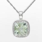 Stella Grace 10k White Gold Green Quartz And 1/10-ct. T.w. Diamond Halo Pendant, Women's, Size: 17