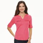Women's Croft & Barrow&reg; Pocket Roll-tab Tee, Size: Xl, Med Pink