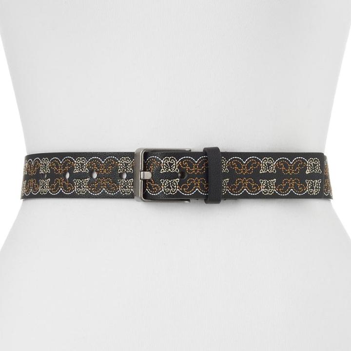 Women's Apt. 9&reg; Embroidered Scrollwork Belt, Size: Xl, Black