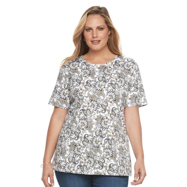 Plus Size Croft & Barrow&reg; Essential Crewneck Tee, Women's, Size: 1xl, Dark Grey