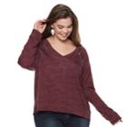 Juniors' Plus Size Mudd&reg; Lace-up Sweatshirt, Teens, Size: 1xl, Dark Red