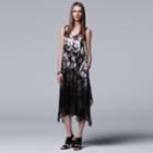 Women's Simply Vera Vera Wang Print Handkerchief Tank Dress, Size: Xs, Black