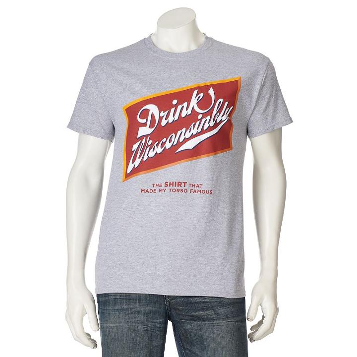 Men's Drink Wisconsinbly Beer Label Tee, Size: Xxl, Med Grey