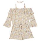 Girls 7-16 Iz Amy Byer Ruffled Floral Print Romper With Necklace, Size: Large