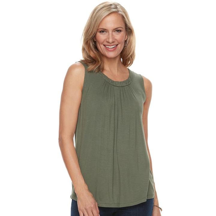 Women's Croft & Barrow&reg; Pleated Swing Tank, Size: Xl, Dark Green
