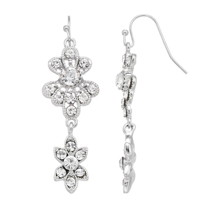 Lc Lauren Conrad Simulated Crystal Nickel Free Drop Earrings, Women's, Silver