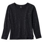 Girls 7-16 So&reg; Relaxed Core Split High-low Hem Glitter Tee, Girl's, Size: 10, Black