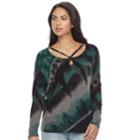 Women's Rock & Republic&reg; Tie-dye Strappy Sweater, Size: Large, Grey Other