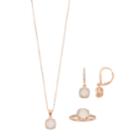 18k Rose Gold Over Silver Lab-created White Opal & White Sapphire Halo Jewelry Set, Women's, Size: 7