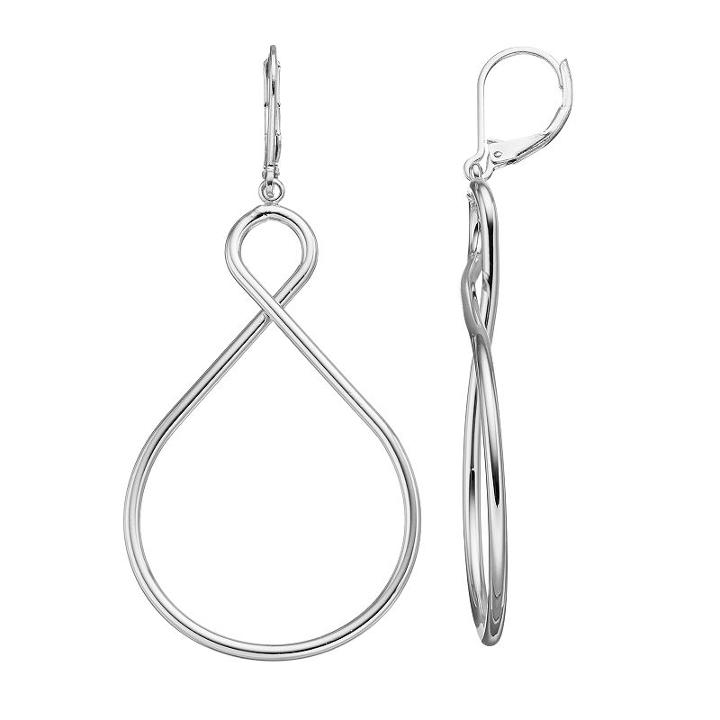 Dana Buchman Infinity Hoop Nickel Free Drop Earrings, Women's, Silver