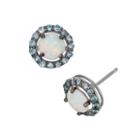 Lab-created Opal And Swiss Blue Topaz Sterling Silver Halo Stud Earrings, Women's, Multicolor