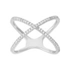 Cubic Zirconia Sterling Silver Crisscross Ring, Women's, Size: 6, White