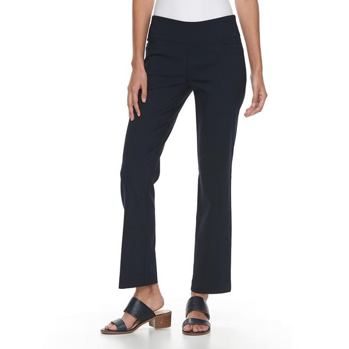 Petite Apt. 9&reg; Millennium Pull-on Straight-leg Pants, Women's, Size: 4 Petite, Blue (navy)