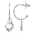 Silver Tone Pebble Hoop Drop Earrings, Women's