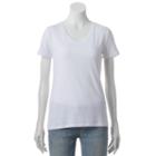 Women's Croft & Barrow Solid V-neck Tee, Size: Medium, White