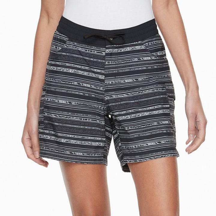 Women's Columbia Amberley Stream Striped Cargo Shorts, Size: Large, Grey (charcoal)