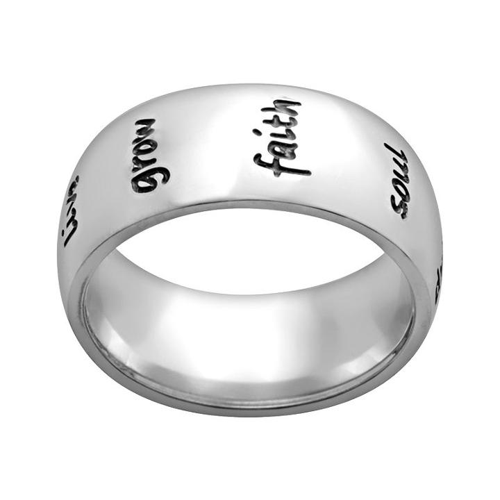 Stainless Steel Live Grow Faith Inspirational Ring, Women's, Size: 8, Grey