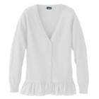 Girls 4-16 Chaps Ruffle Hem Boyfriend Cardigan, Girl's, Size: 12-14, White