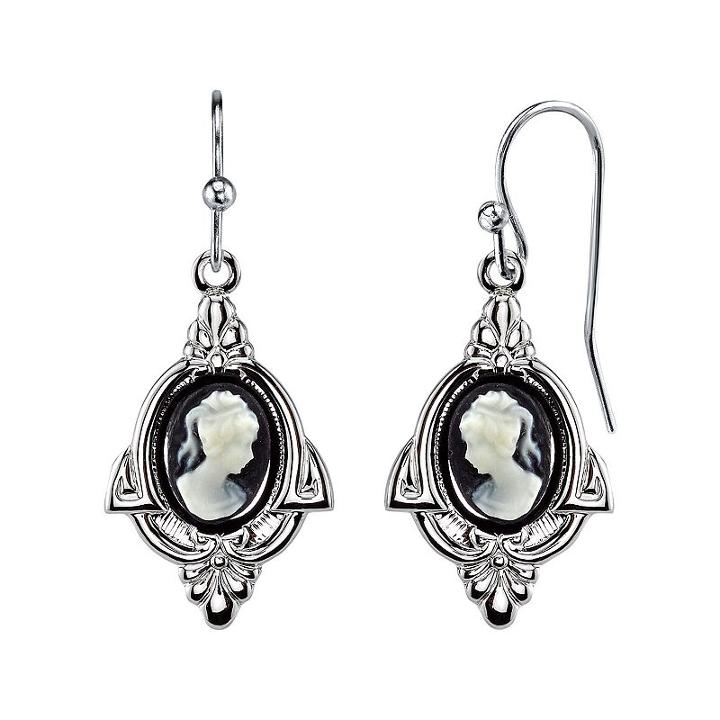 1928 Cameo Drop Earrings, Women's, White