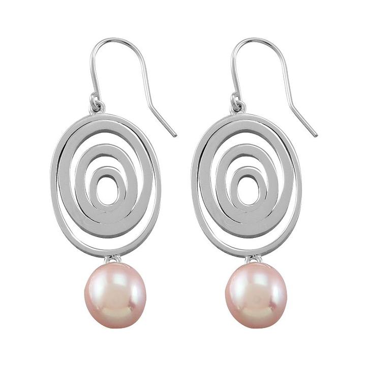 Sterling Silver Pink Cultured Freshwater Pearl Drop Earrings, Women's