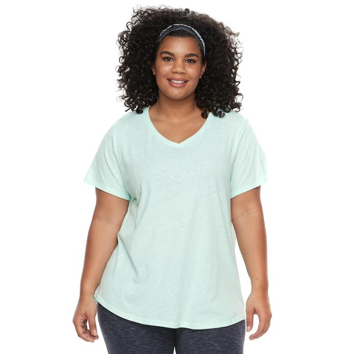 Plus Size Tek Gear&reg; Dry Tek Graphic V-neck Tee, Women's, Size: 1xl, Lt Green