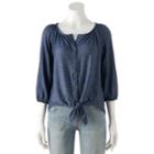 Women's French Laundry Chambray Tie-front Top, Size: Medium, Blue Other
