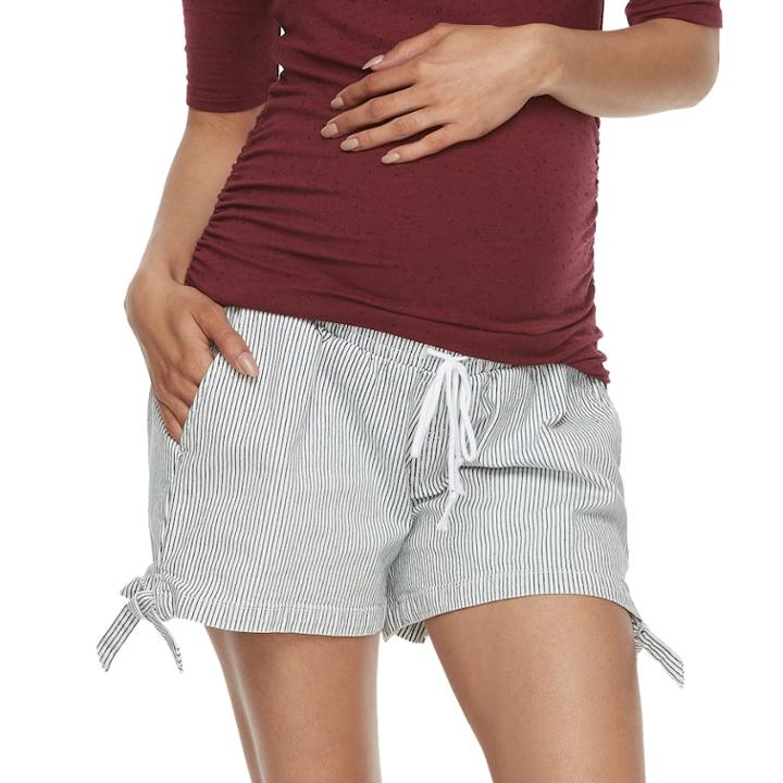 Maternity A:glow Knot Hem Shorts, Women's, Size: Xxl-mat, White