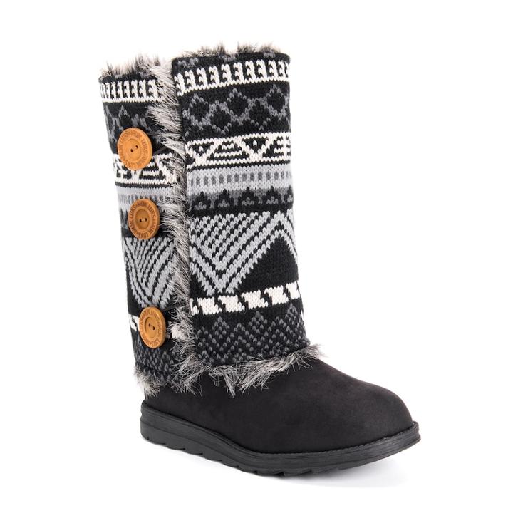 Muk Luks Andrea Women's Reversible Boots, Size: 9, Black