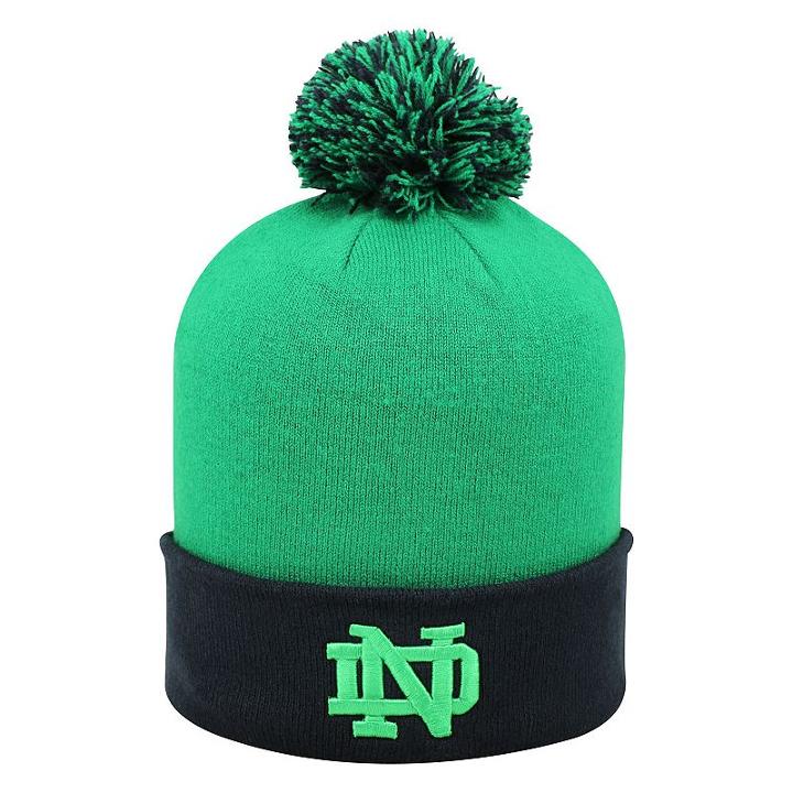 Adult Top Of The World Notre Dame Fighting Irish Pom Beanie, Brt Green