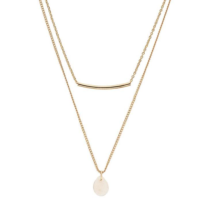 Lc Lauren Conrad Multistrand Bead & Curved Bar Necklace, Women's, Grey