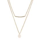 Lc Lauren Conrad Multistrand Bead & Curved Bar Necklace, Women's, Grey