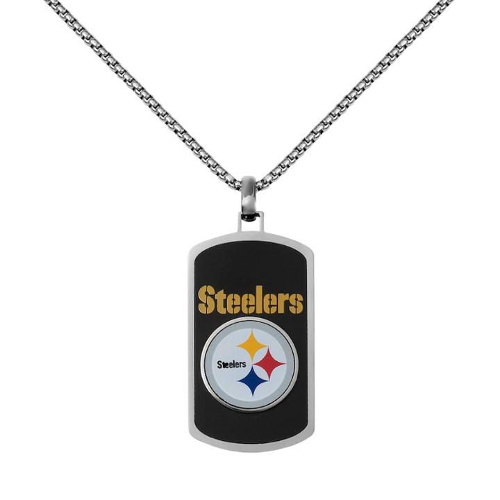 Men's Stainless Steel Pittsburgh Steelers Dog Tag Necklace, Silver