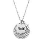 Sterling Silver Faith Disc Charm Pendant Necklace, Women's, Size: 18, Grey