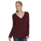 Women's Sonoma Goods For Life&trade; Button Accent V-neck Sweater, Size: Xl, Dark Red