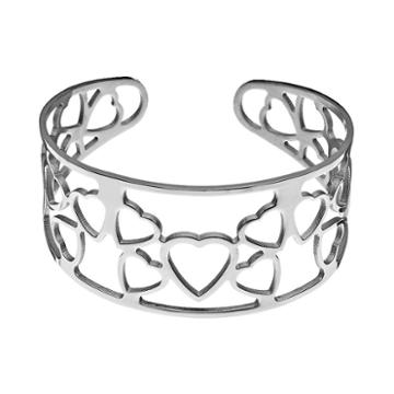 Steel City Stainless Steel Openwork Heart Cuff Bracelet, Women's, Grey