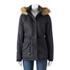 Juniors' Sebby Hooded Faux-fur Parka Puffer Jacket, Girl's, Size: Medium, Black