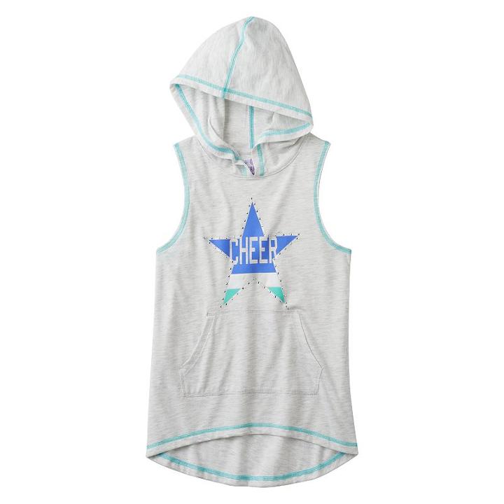 Girls 7-16 So&reg; Pocket Graphic Sleeveless Hoodie, Girl's, Size: 10, Silver