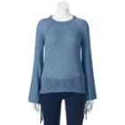 Juniors' Pink Republic Lace-up Side Sweater, Teens, Size: Small, Blue Other