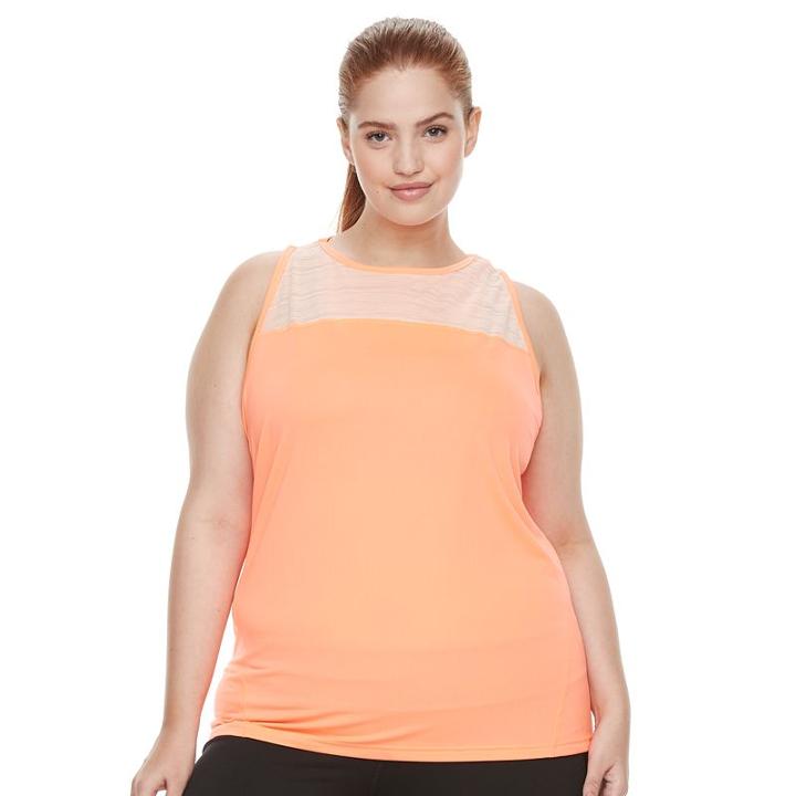 Plus Size Tek Gear&reg; Dry Tek Racerback Performance Tank, Women's, Size: 1xl, Brt Orange