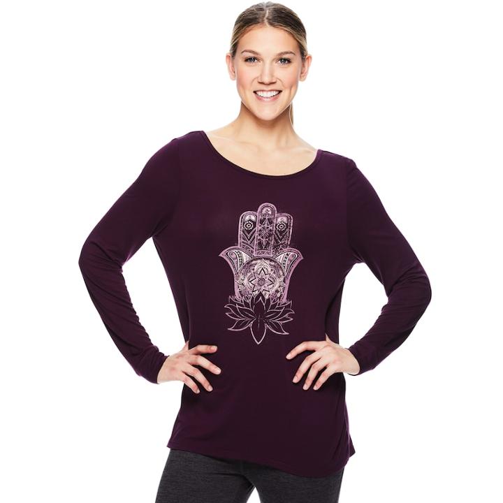 Women's Gaiam Hailey Yoga Long Sleeve Graphic Tee, Size: Xl, Grey