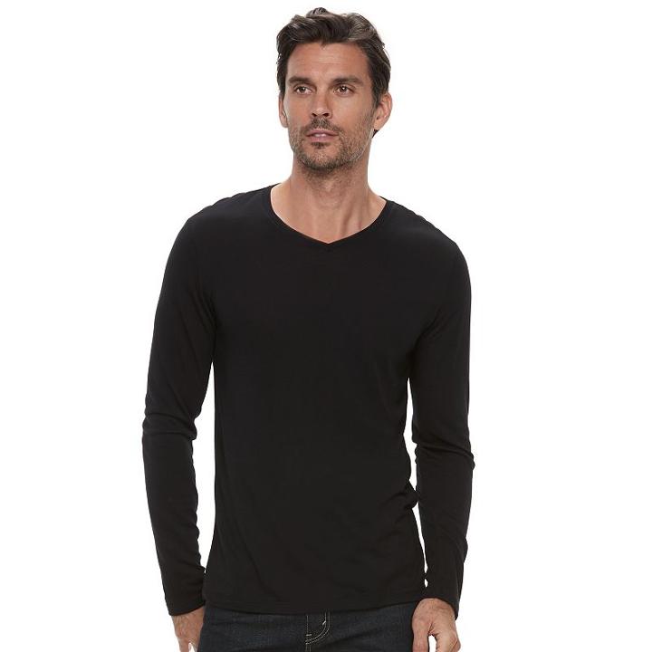Men's Marc Anthony Slim-fit V-neck Tee, Size: Large, Black
