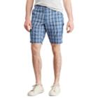 Men's Chaps Straight-fit Stretch Poplin Flat-front Shorts, Size: 33, Blue (navy)