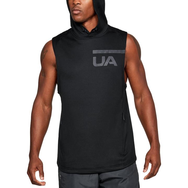 Men's Under Armour Terry Sleeveless Hoodie, Size: Xl, Black