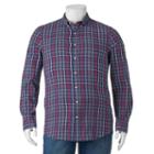 Big & Tall Sonoma Goods For Life&trade; Slim-fit Plaid Poplin Stretch Button-down Shirt, Men's, Size: L Tall, Blue