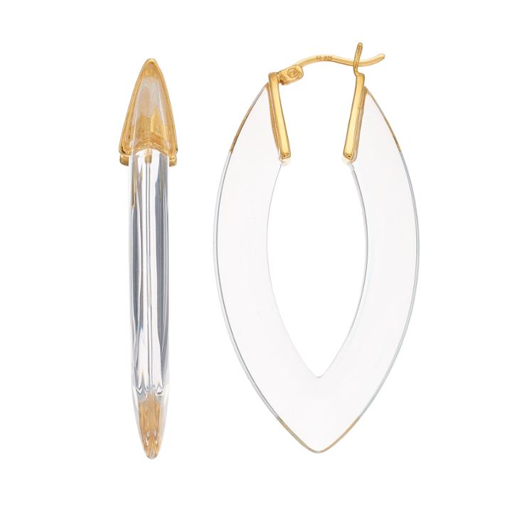 Amore By Simone I. Smith 18k Gold Over Silver Geometric Lucite Hoop Earrings, Women's, Yellow